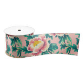 Bold Pink Chinoiserie Floral Satijnen Lint (Spoel)
