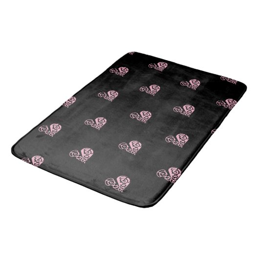 Bold Pink en Black Filigree Heart Bath Mat (Gekanteld)