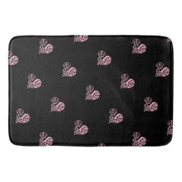 Bold Pink en Black Filigree Heart Bath Mat