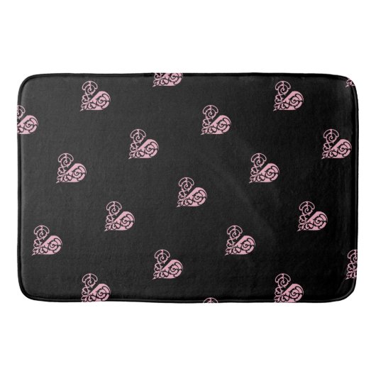 Bold Pink en Black Filigree Heart Bath Mat (Voorkant)