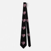Bold Pink en Black Filigree Heart Design Stropdas (Voorkant)