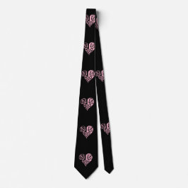 Bold Pink en Black Filigree Heart Design Stropdas