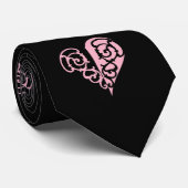 Bold Pink en Black Filigree Heart Design Stropdas (Opgerold)