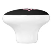 Bold Pink en Black Filigree Heart Keramische Knop (Zijkant)