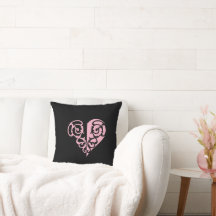 Bold Pink en Black Filigree Heart