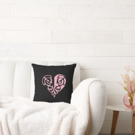 Bold Pink en Black Filigree Heart Kussen