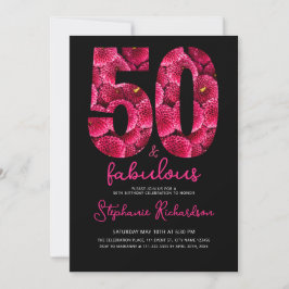 Bold Pink Floral 50 and Fabulous Birthday Party Kaart