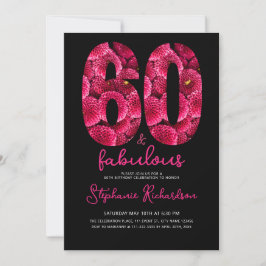 Bold Pink Floral 60 and Fabulous Birthday Party Kaart
