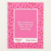 Bold Pink Floral Inspirational Quote Planner (Voorkant)