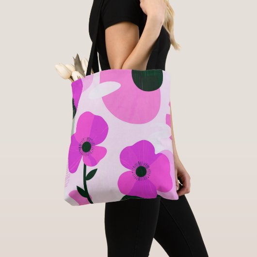 Bold Pink Floral Modern Tote Bag (Dichtbij)
