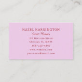 Bold Pink Floral Visitekaartje Event Planner (Achterkant)