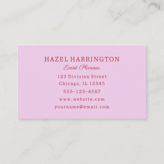 Bold Pink Floral Visitekaartje Event Planner (Achterkant)