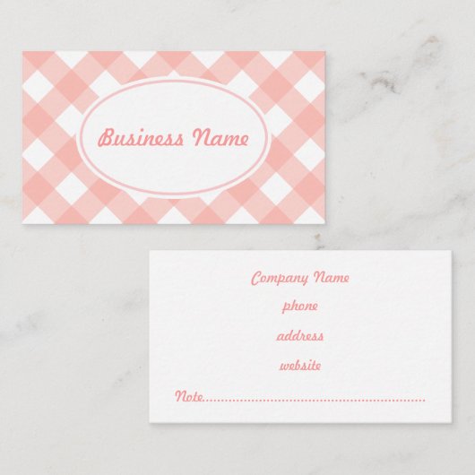 Bold Pink Gingham Visitekaartje (Voorkant / Achterkant)