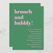 Bold Pink Green Modern Brunch Bubbly Bridal Shower Kaart (Voorkant / Achterkant)