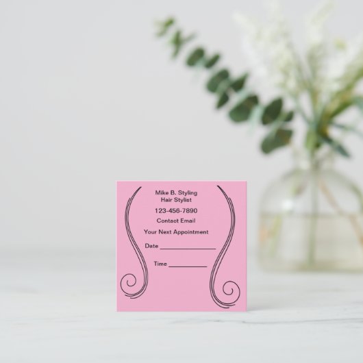 Bold Pink Hair Stylist Theme Appointment Cards Afsprakenkaartje (Staand voorkant)