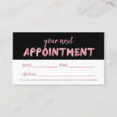 Bold Pink Hand Lettered Appointment Card Visitekaartje (Voorkant)