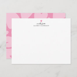 Bold Pink Hearts Note Card Kaart