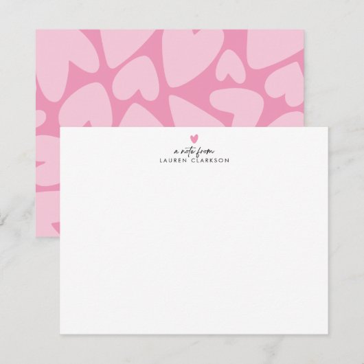 Bold Pink Hearts Note Card Kaart (Voorkant / Achterkant)