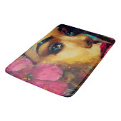 Bold Pink Hibiscus en vrouw Abstract Portret Badmat (Gekanteld)