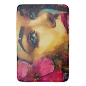 Bold Pink Hibiscus en vrouw Abstract Portret Badmat (Voorkant Verticaal)