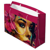 Bold Pink Hibiscus en vrouw Abstract Portret Groot Cadeauzakje (Achterkant Gekanteld)
