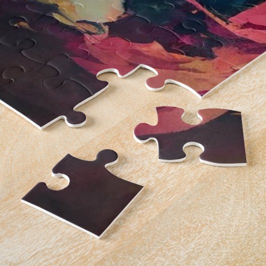 Bold Pink Hibiscus en vrouw Abstract Portret Legpuzzel (Zijkant)