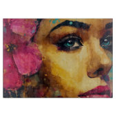 Bold Pink Hibiscus en vrouw Abstract Portret Snijplank (Voorkant)