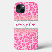 Bold Pink Leopard Print, Diamonds & Glitter Case-Mate iPhone Case (Achterkant)