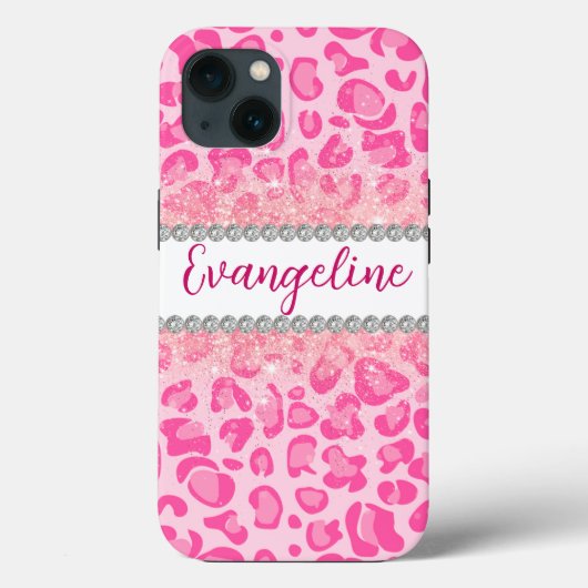 Bold Pink Leopard Print, Diamonds & Glitter Case-Mate iPhone Case (Achterkant)
