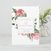 Bold Pink Magnolia - Mooie Floral Weddenschap Aankondiging (Staand voorkant)