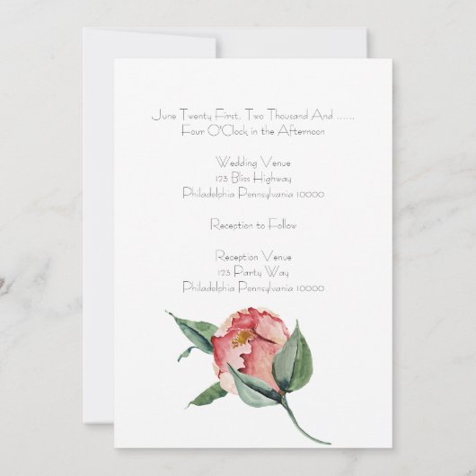 Bold Pink Magnolia - Mooie Floral Weddenschap Aankondiging (Achterkant)