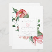 Bold Pink Magnolia - Mooie Floral Weddenschap Aankondiging (Voorkant / Achterkant)