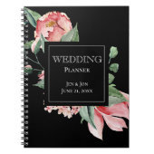 Bold Pink Magnolia op Black Wedding Planner Notitieboek (Voorkant)