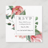 Bold Pink Magnolia Wedding Website RSVP Vierkante Visitekaartje (Voorkant)