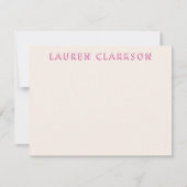 Bold Pink Name Note Card Save The Date (Voorkant)