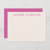 Bold Pink Name Note Card Save The Date (Voorkant / Achterkant)