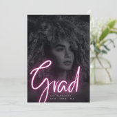 Bold Pink Neon Afstudeerder Moderne Foto Universit Aankondiging (Staand voorkant)