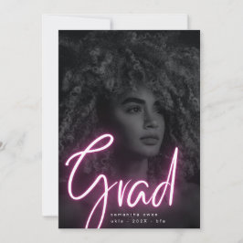 Bold Pink Neon Afstudeerder Moderne Foto Universit Aankondiging
