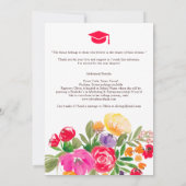 Bold Pink Orange Boho Floral 2-Photo Graduation Kaart (Achterkant)