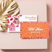Bold Pink Orange Cheetah Leopard Print QR Code Visitekaartje