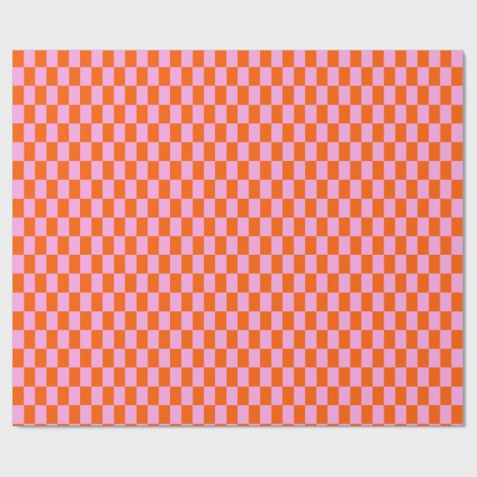 Bold Pink Orange Modern Geometric Check Pattern Cadeaupapier (Vlak)
