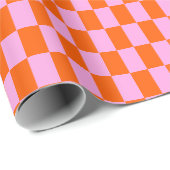 Bold Pink Orange Modern Geometric Check Pattern Cadeaupapier (Rol Hoek)
