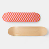 Bold Pink Orange Modern Geometric Check Pattern Persoonlijk Skateboard (Horizontaal)
