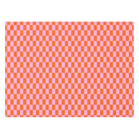 Bold Pink Orange Modern Geometric Check Pattern Tafelkleed (Voorkant (Horizontaal))