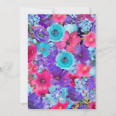 Bold Pink Paarse Blue Waterverf Brunch Bubble Kaart (Achterkant)