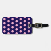 Bold Pink Polka Dots on Navy Blue  Bagagelabel (Voorkant horizontaal)