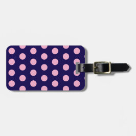 Bold Pink Polka Dots on Navy Blue  Bagagelabel