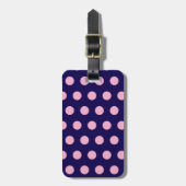 Bold Pink Polka Dots on Navy Blue  Bagagelabel (Voorkant verticaal)