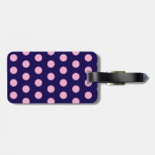 Bold Pink Polka Dots on Navy Blue  Bagagelabel (Achterkant horizontaal)