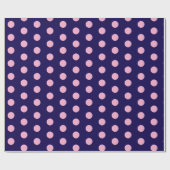 Bold Pink Polka Dots op Navy Blue Cadeaupapier (Vlak)